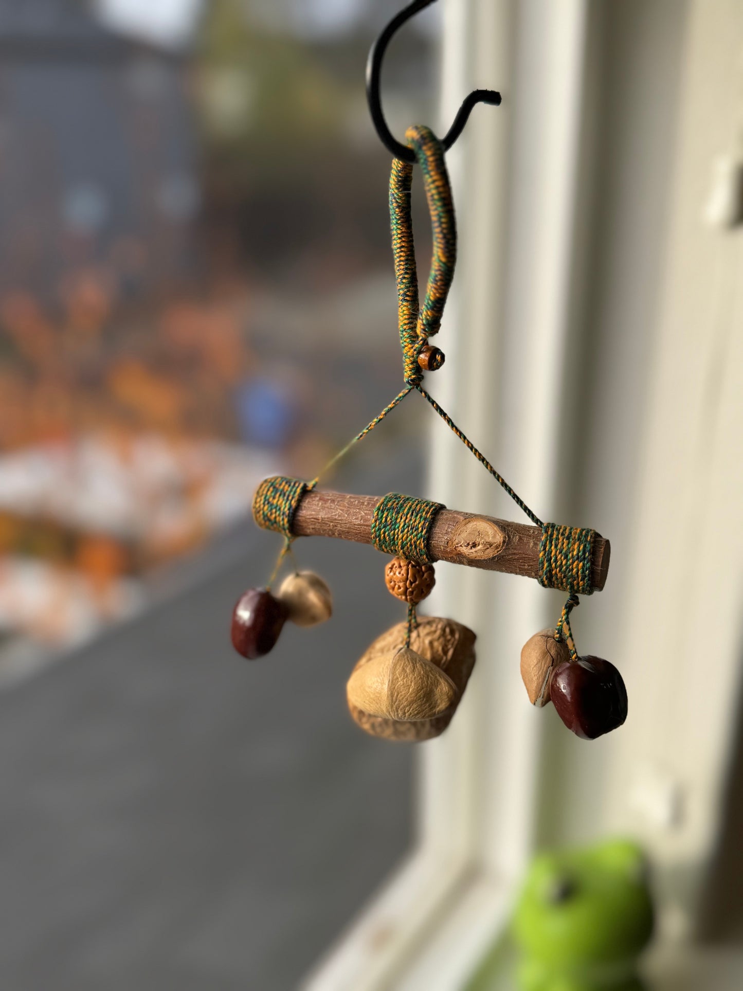 Natural Zen Hanging Charm, Unique Seed & Wood Ornament