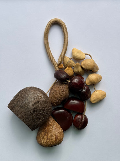 Healing Mini Nut Shell Wind Chime, Boho Bag Charm Keychain, Meditation Decor