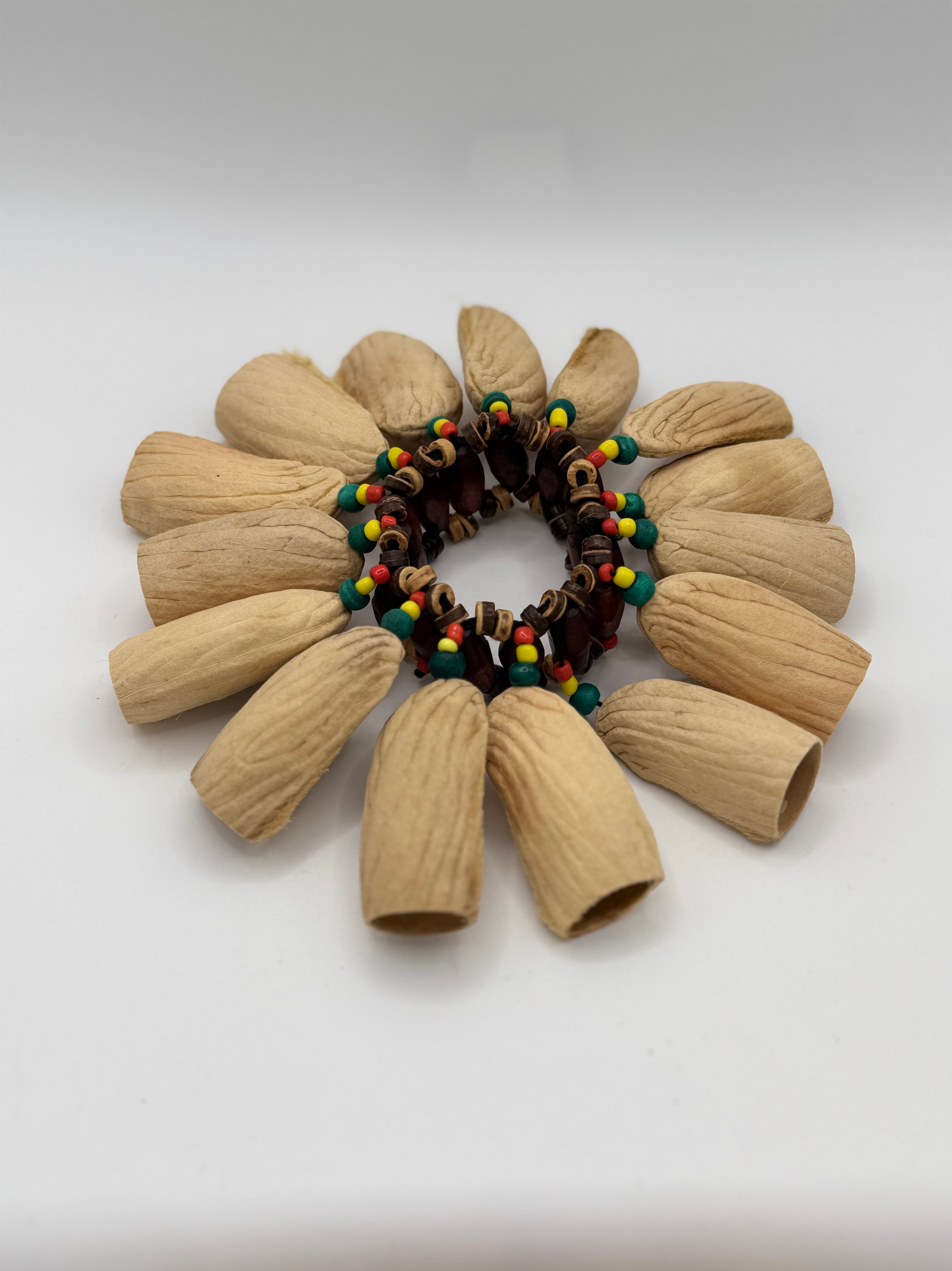 Handcrafted Seed Pod Bracelet Rattle, Boho Wooden Beads, Meditation Sound Jewelry