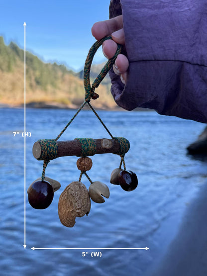 Natural Zen Hanging Charm, Unique Seed & Wood Ornament
